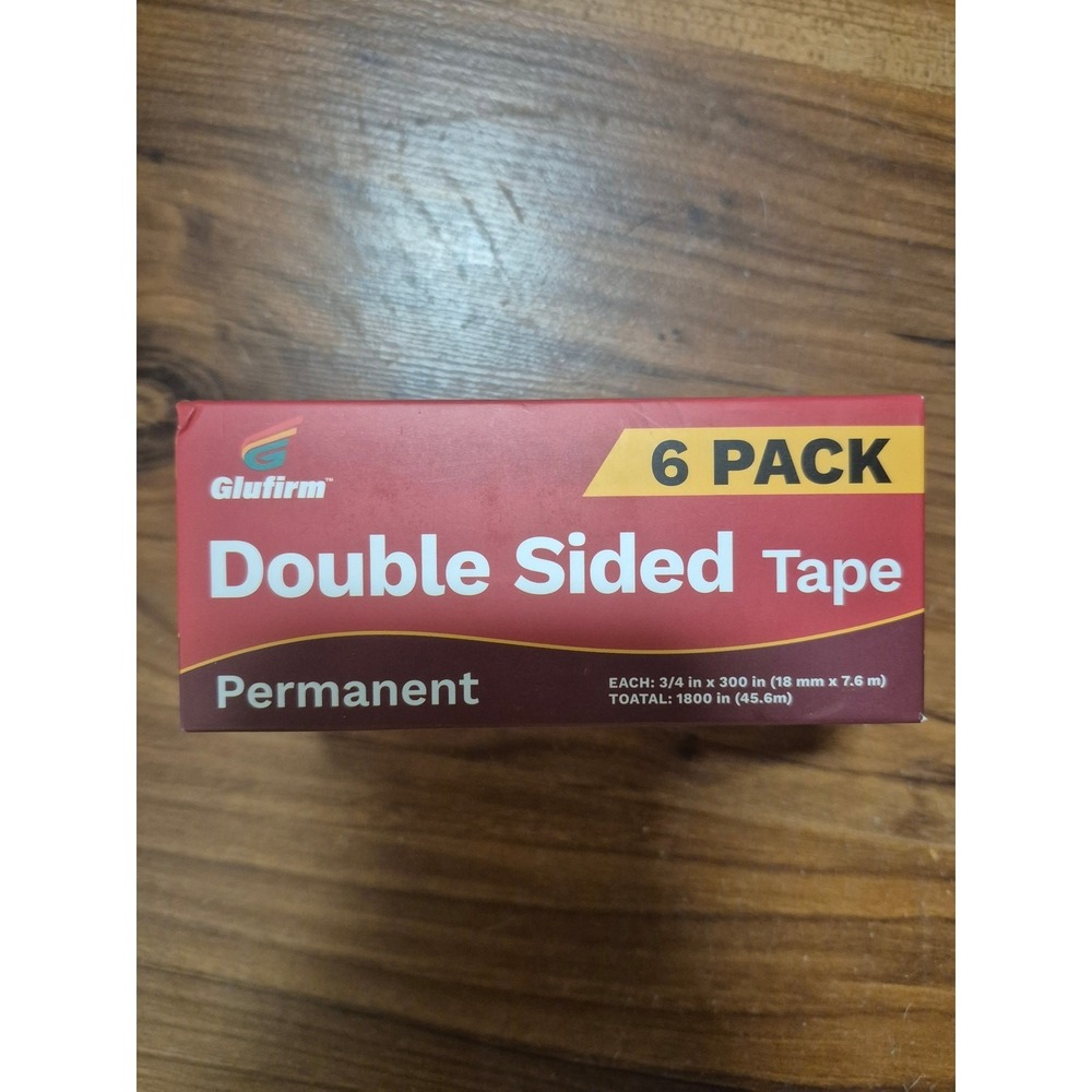 Glufirm Double Sided Tape Permanent Light Duty 3/4 x 300in 6 Pack with Dispenser